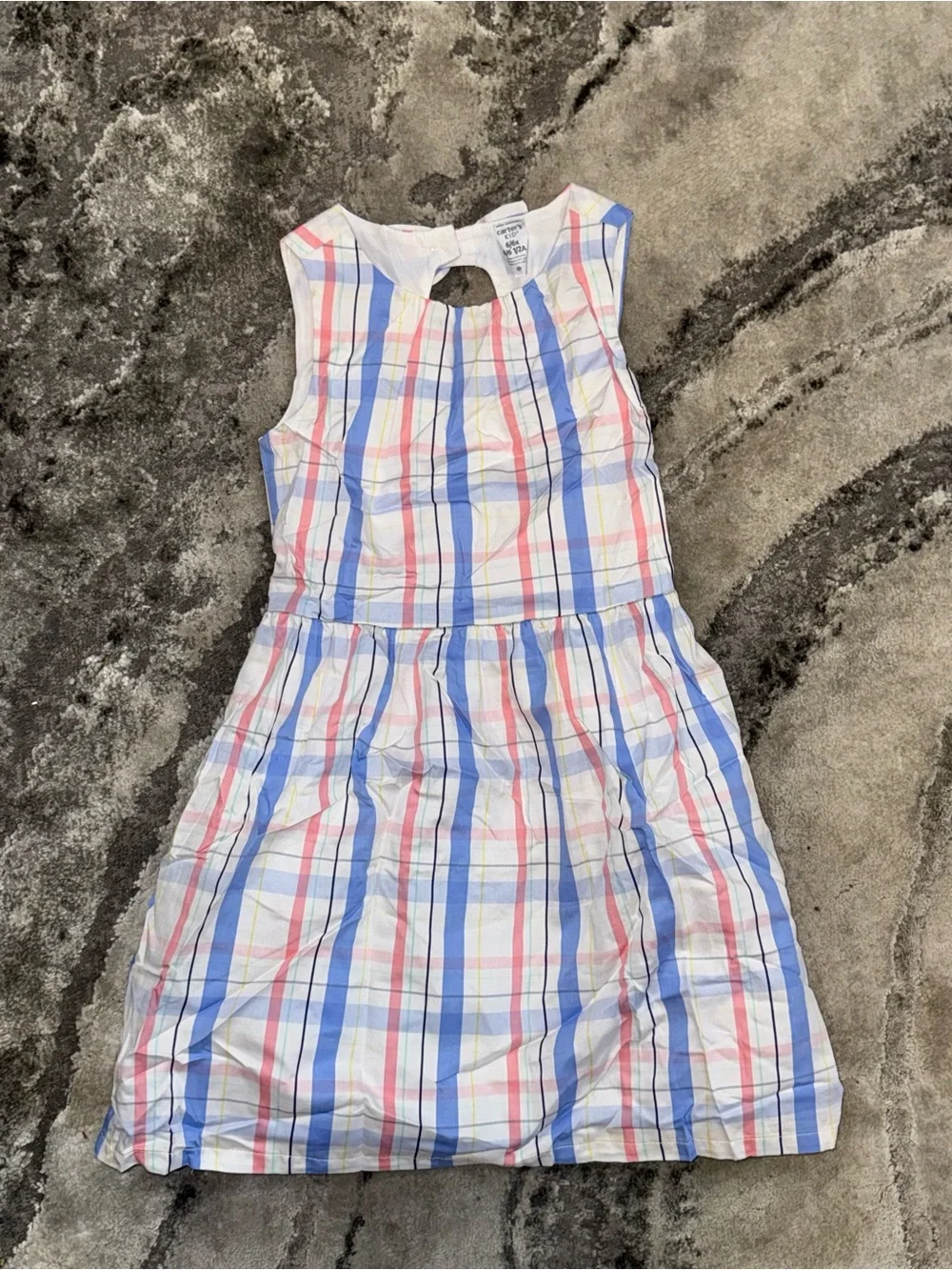 Carter's Sleeveless Plaid Dress in Blue, Pink & White